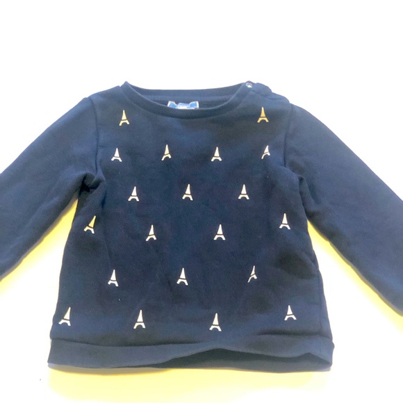 Jacadi Paris Eiffel Tower Navy Blue Pullover Sweatshirt size 36M (29-32 lbs) - Picture 1 of 5